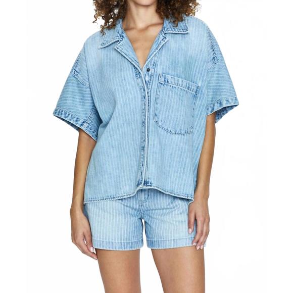 PISTOLA Tops - NEW PISTOLA della camp denim shirt in blue